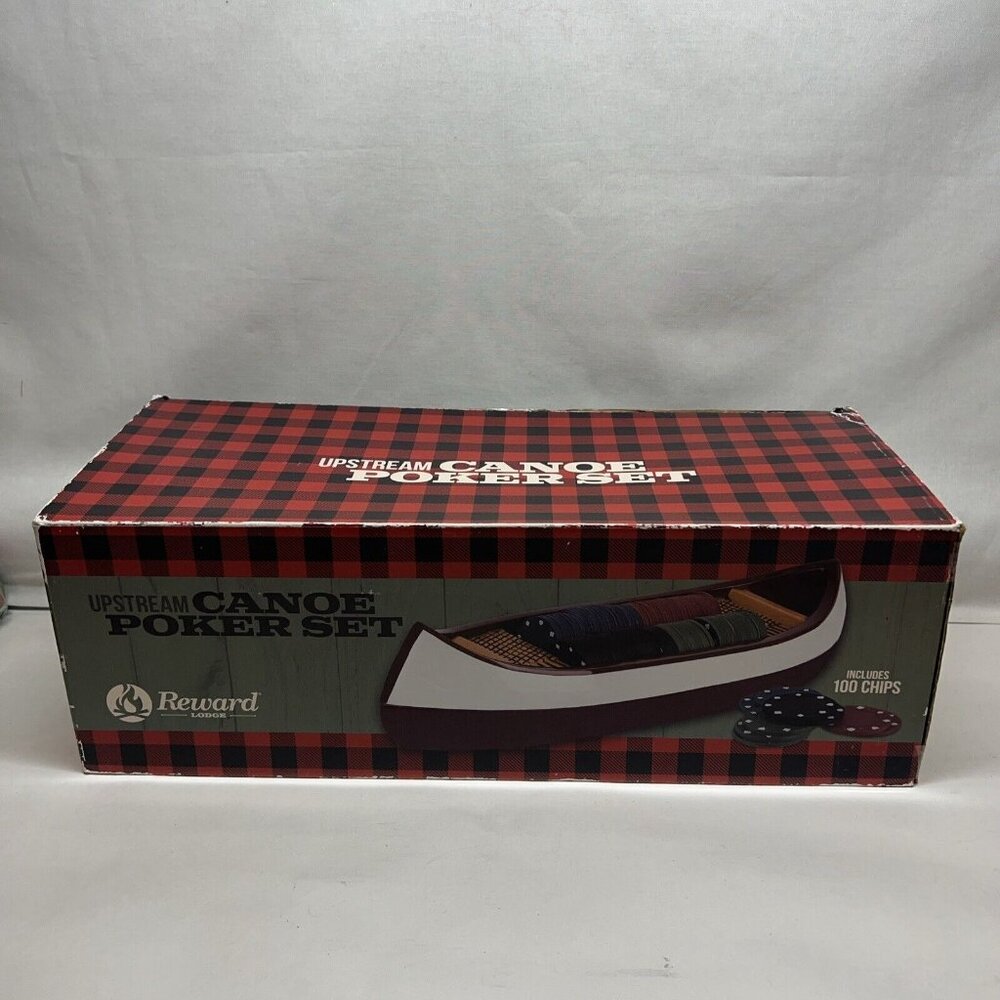 New Reward Lodge Upstream Canoe Poker Set Includes 100 Chips